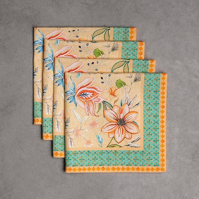 Maison d' Hermine Cloth Napkins Set of 4 100% Cotton Everyday Reusable Square Napkins Cloth Washable, Dinner, Party, Wedding, Restaurant, Spring/Summer (Luxury Loft – Peach, 20" x 20")