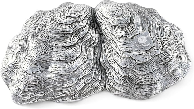 Arthur Court Aluminum Oyster Vanity Tray, Desktop Storage Organizer, Catchall, Valet, Nightstand or Dresser/Serving Food Tray Coastal Décor - 6 inch x 10 inch