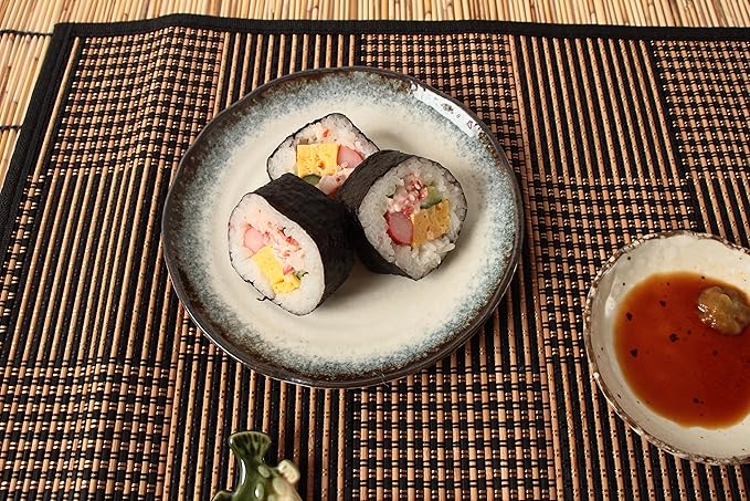 Mino Ware Japanese Ceramics 2 Pasta Plate & 2 Salad/Appetizer Plate Made in Japan (Japan Import) TNG003 (Rusty Green)