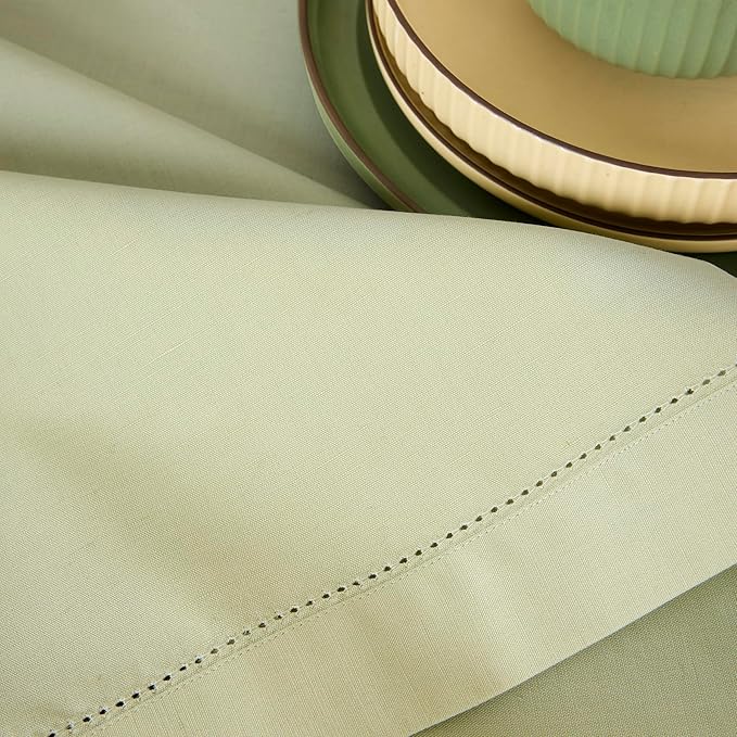 Solino Home Sage Placemats Set of 4 - Cotton Linen Hemstitch Placemats 14 x 19 Inch for Spring, St Patricks Day, Easter