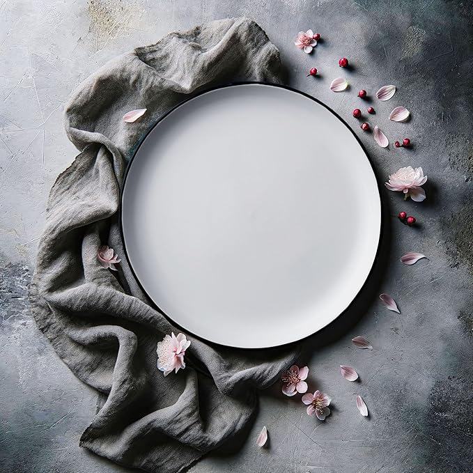 MÜLLERHEIM 903 Minimalist Collection 32-Piece Contemporary Ceramic Stoneware Dinnerware Sets for 8, Matte Frost White Plates and Bowls sets, Dinner Plates Set, Salad Dish Set, Bowls, Cup