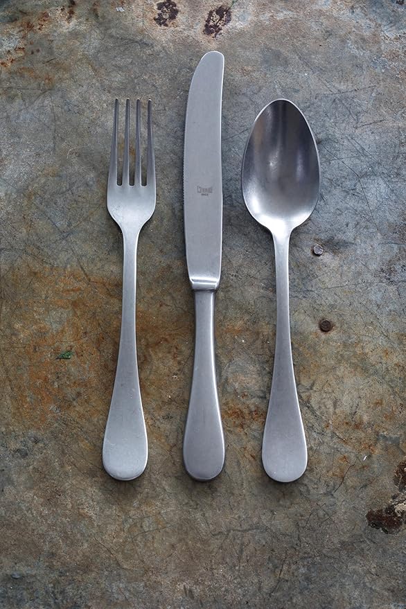 Mepra Vintage Stainless Steel Cutlery Set for 1, 5 Pieces, Spoons, Forks and Knives, Pewter