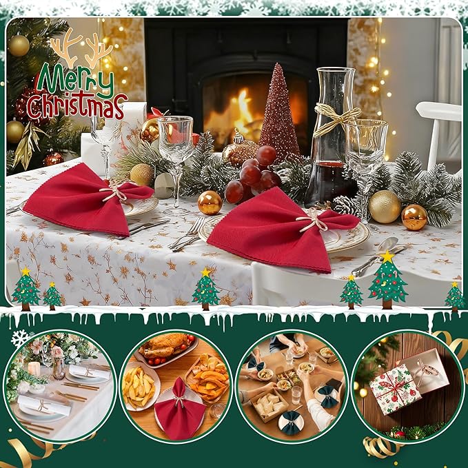 APTWOW Gold Christmas Napkin Rings Set of 12 -Metal Bow Napkin Holders, Xmas Holiday Napkin Rings for Birthday Party, Anniversary Dinner, and Wedding Table Decorations