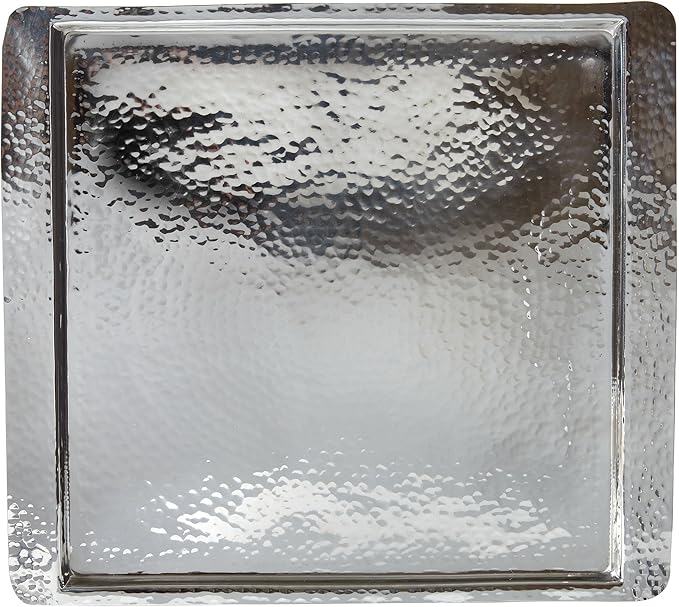 Elegance Square Tray, 11 by 10-Inch, Silver
