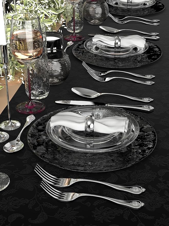 18/8 Stainless-Steel 5-Piece Silverware Set, Elegant Flatware Set Mirror Polished Beaded Edge, Cutlery Set Include Knife/Fork/Spoon, Dishwasher Safe