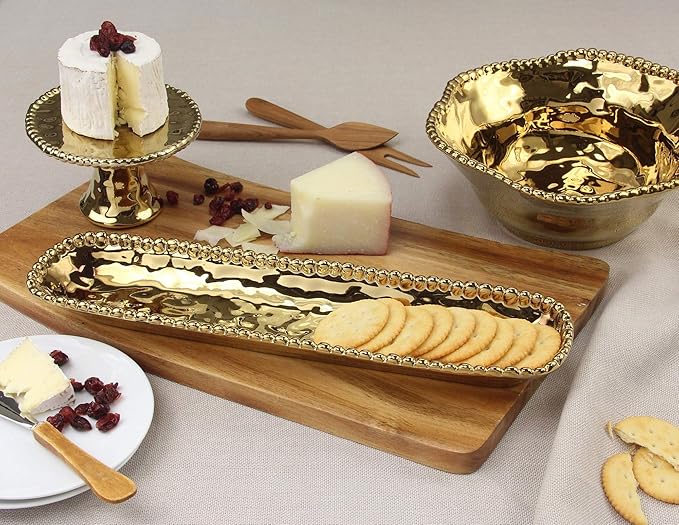 Pampa Bay Porcelain Cracker Cheese and Charcuterie Tray (Gold)