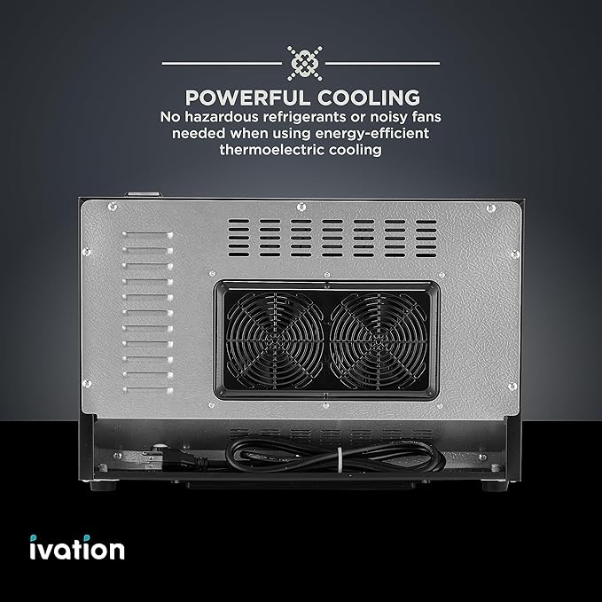 Ivation Premium Stainless Steel 8 Bottle Horizontal Thermoelectric Wine Cooler/Chiller Counter Top Red & White Wine Cellar w/Digital Temperature, Freestanding Refrigerator Quiet Operation Fridge
