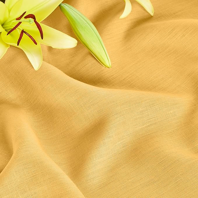 Solino Home Linen Mustard Yellow Table Runner 132 Inches Long - 100% Pure Linen Extra Long Table Runner 14 x 132 Inch - Fete