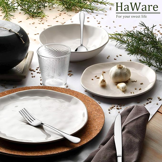 HaWare 50-Piece Silverware Set Service for 10, Stainless Steel Flatware Cutlery Set, Premium Tableware Eating Utensil Set for Home Kitchen, Include Fork Knife Spoon, Mirror Polished, Dishwasher Safe