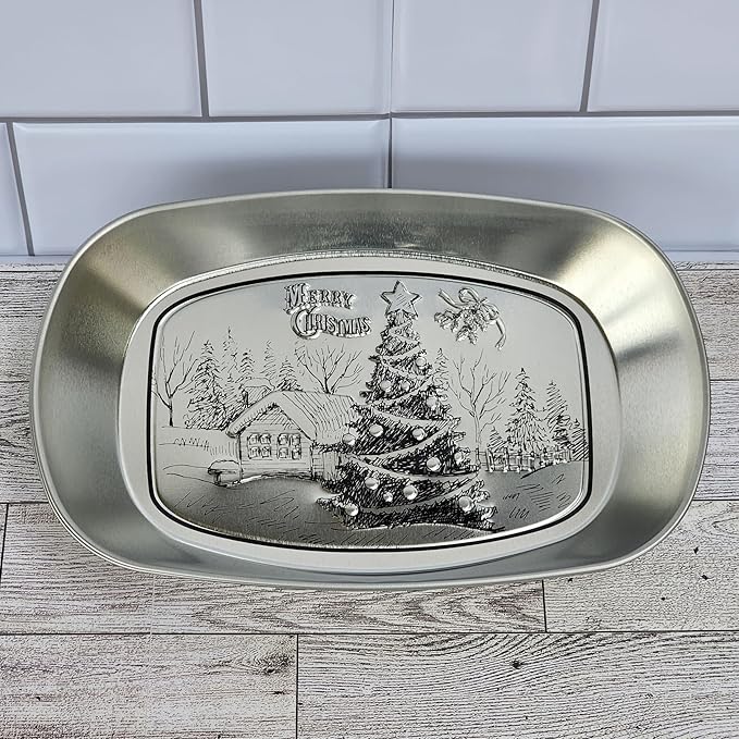 Silver Metal Oval Decorative Tray Set of 3, Essentials, Christmas & Holiday Decor, Embossed Vanity Serving Trays for Entertaining and Gifting