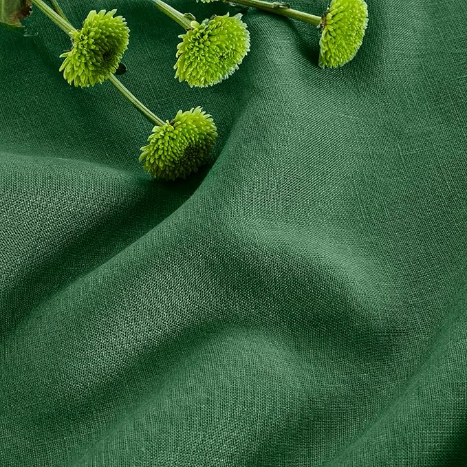 Solino Home Linen Pine Green Table Runner 90 Inches Long - 100% Pure Linen 14 x 90 Inch Table Runner for Christmas, New Year - Fete