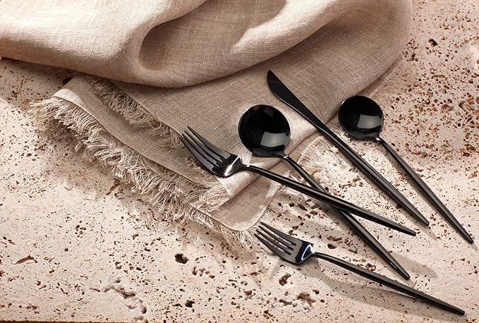 Hampton Forge 894757 Skandia Zephyr Black 45 Piece Flatware Set