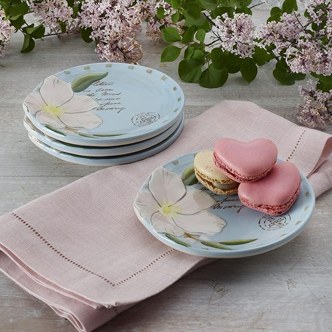 Fitz & Floyd Fitz and Floyd Toulouse Appetizer Plates, Set of 4, 5-Inch, Blue