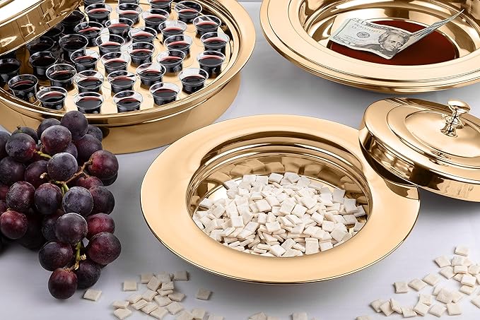 (Offering Plate Red) Premium Gold Stainless Steel Offering Plates for Church | Offering Trays | Church Collection Plate | Church Offering Plates