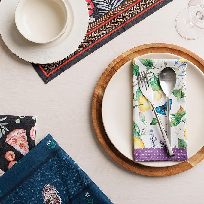 Maison d' Hermine Cloth Napkins Set of 4 100% Cotton Soft & Durable Everyday Reusable Square Napkins Cloth Washable, Dinner, Cocktail Party, Wedding, Restaurant (Siverque, 18" x 18")