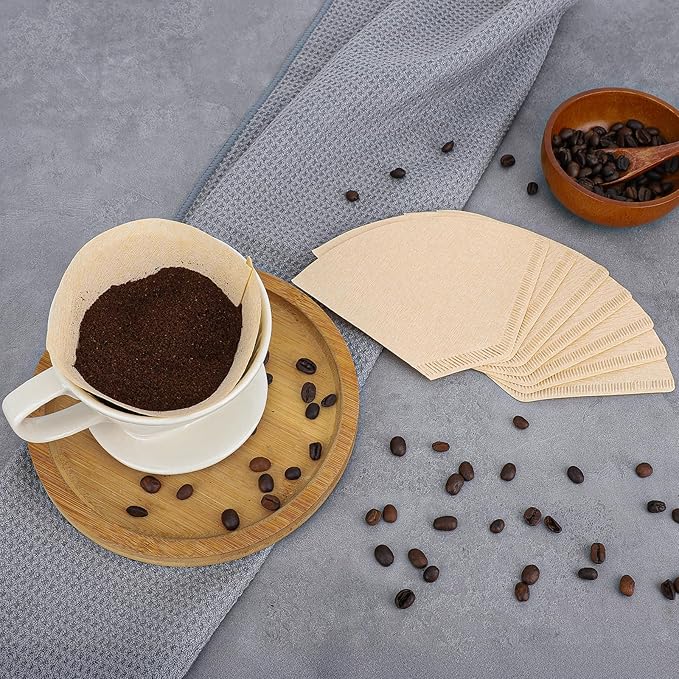 Segarty #4 Coffee Cone Filters, 200 Count Pack Size 4-6 Cup Natural Unbleached Brown Paper Disposable Pour Over Maker Basket Dripper for Most Brewer Machine for Home, Office, Cafetera
