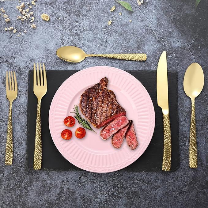 30-Piece Gold Silverware Set, Heavy Duty Hammered 18/10 Stainless Steel Flatware Set for 6, Food-Grade Cutlery Set, Tableware Set Including Fork Knife Spoon Set,Dishwasher Safe