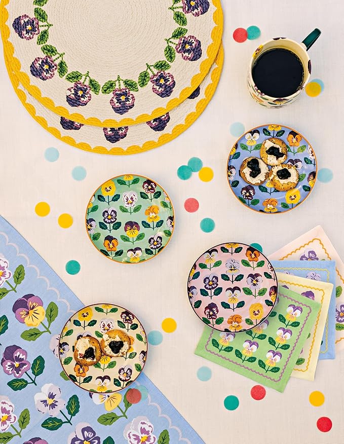 Jubilee Pansy Appetizer Porcelain Plates, Set of 4 Assorted