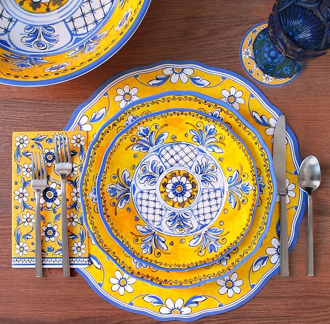 Le Cadeaux 097BEN Benidorm Appetizer Plates Set of 4, 6 inches, Multicolor