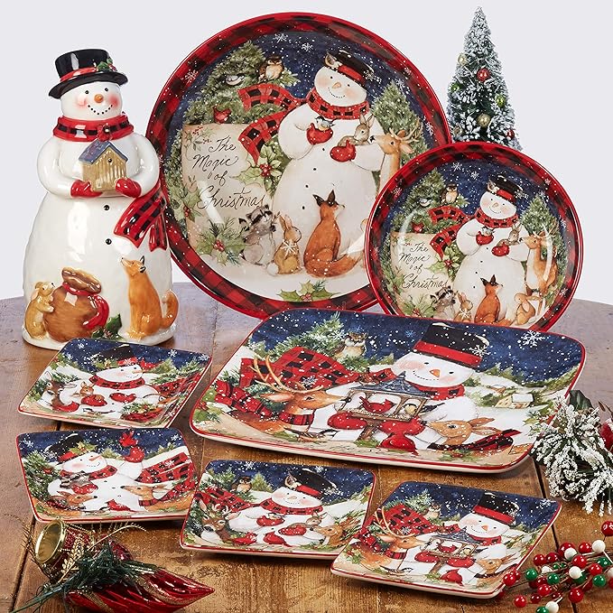 Certified International Magic of Christmas Santa 6" Canape/Luncheon Plates, Multicolored, Small, Set of 4