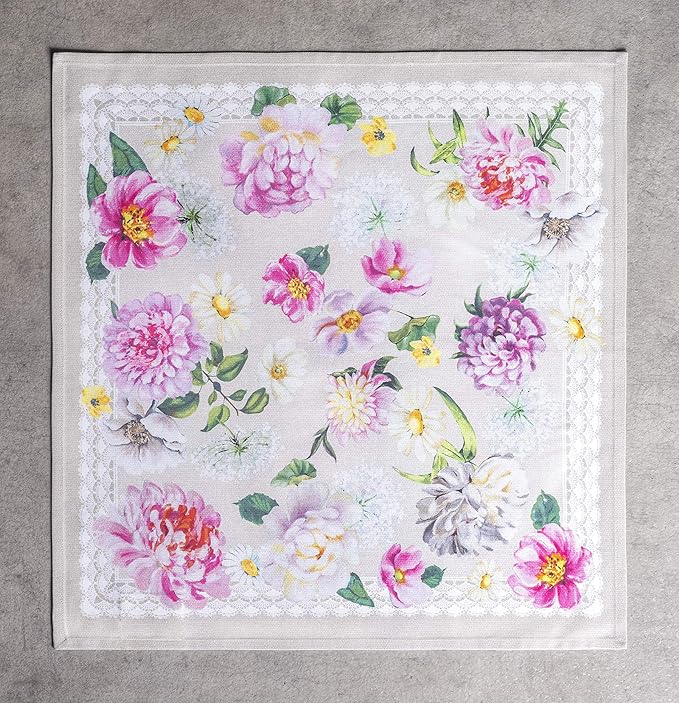 Maison d' Hermine Cloth Napkins Set of 4 100% Cotton Everyday Reusable Square Napkins Cloth Washable, Dinner, Party, Wedding, Restaurant, Spring/Summer (Pivoine, 20" x 20")