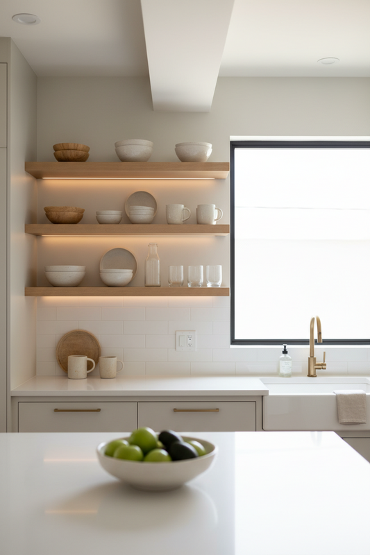 How to Style Open Kitchen Shelves Beautifully