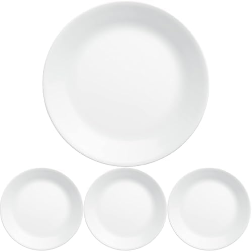 Corelle Vitrelle 4-Pieces 10.25" Glass Dinner Plates Chip & Crack Resistant Glass Dinnerware Set Plates,Winter Frost White,(Pack of 4)