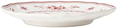 Costa Nova Ceramic Stoneware 7'' Appetizer Plate - Vila Collection, White-Red | Microwave & Dishwasher Safe Dinnerware | Food Safe Glazing | Restaurant Quality Tableware