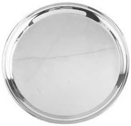 Royal Industries Service Tray, Round Stainless Steel, 16'', Silver