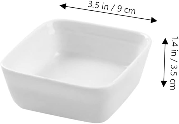 2PCS White Ceramic Dipping Dishes Square Seasoning Sauce Plates for Condiments Appetizers and Desserts Elegant and Stackable Kitchen Serving Bowls