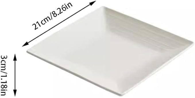 SONGCHAO Party Supplies White Porcelain Square Dinner Plate Home Kitchen Salad Plate Restaurant Western Food Plate Appetizer Plate Party Plates (Color : 8.2in)