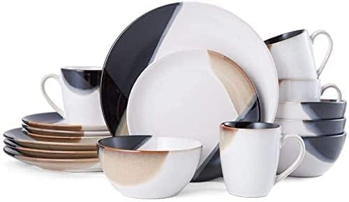 Porcelain Plate and Bowl Set, Porcelain Kitchen Dinnerware Set Ceramic Tableware 16-Piece Dinnerware Set, Service for 4