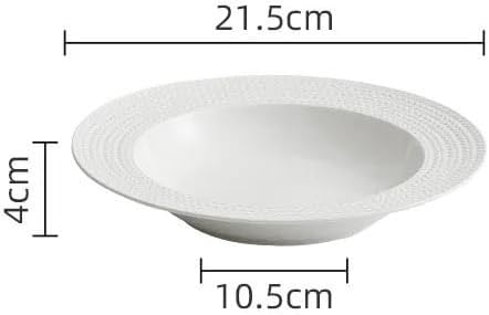 Kitchen Plates Dinner Plate Simple Ceramic Salad Plate Kitchen Restaurant Main Dish Plate Household Pure White Soup Bowl Creative Tableware Dinner Plate Restaurant Plates(A 8.75inch)