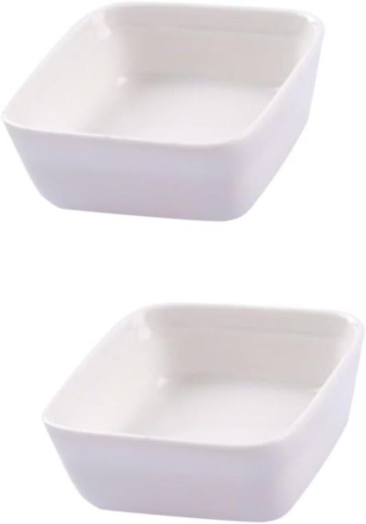 ABOOFAN 2PCS Square White Ceramic Dipping Dishes Seasoning Sauce Plate Set Microwave Dishwasher Safe for Appetizers Desserts Suitable for Home and Kitchen Use