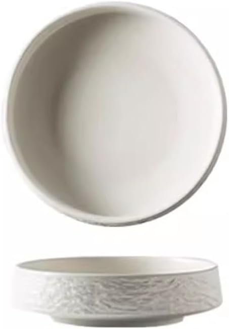 SONGCHAO Party Supplies Creative Hammered Black And White Restaurant Hotel Deep Plate Pasta Plate Ceramic Private Kitchen Special Dinner Plate Serving Plate Party Plates (Size : Medium)