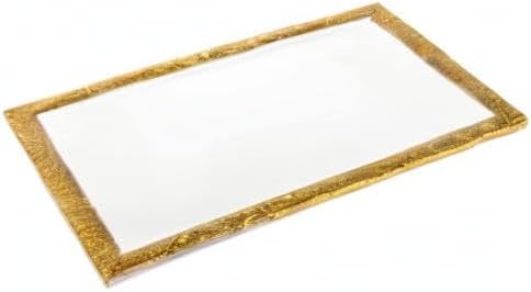 Godinger Serving Tray, Serving Platter for Appetizers, Desserts, Hors D'vour, Pastries & More Metal White with Gold Rim -9x6