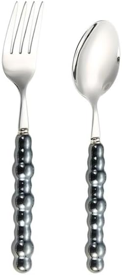 Silverware Set, 2/8/12/16/20/24pcs Retro Light Luxury Ceramic Pearl Handle 304 Stainless Steel Knife, Fork And Spoon Tableware Set, Home Cutlery Flatware Set(Black,24 Pieces for 12)