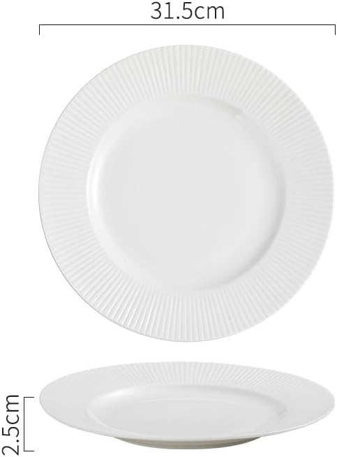 Modern Large Dinner Plates 7-inch Ceramic White Simple Creative Embossed Striped Appetizer Plate Restaurant Steak Dessert Tableware Stackable Dinner Plates