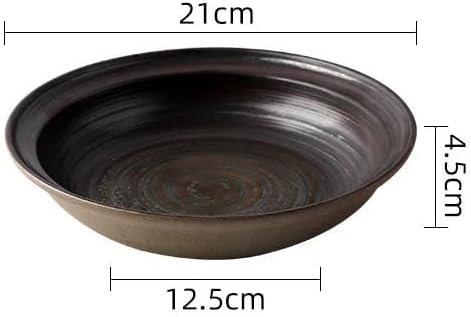 SONGCHAO Party Supplies Dish Plate Ceramic Vegetable Salad Plate Round Retro Tableware Salad Bowls Dinner Plate Restaurant Creative Noodle Ramen Bowls Soup Basins Party Plates (Color : B 8 inch)