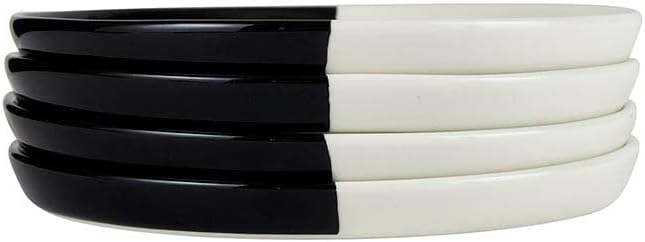 Santa Barbara Design Studio Appetizer/Dessert Plates TableSugar Dipped Ceramic Tapas Plates, Set of 4, Black | White