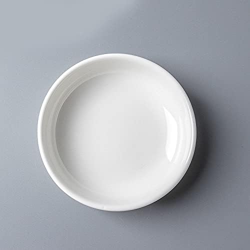 4pcs White Ceramic Seasoning Dishes Dipping Bowls Appetizer Plates,3.8 inch