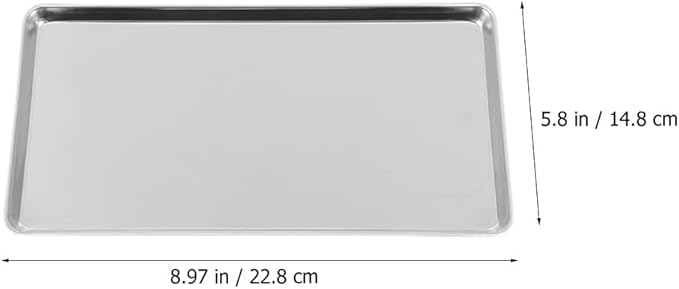 Stainless Steel Steam Pan 8.97X5.82X0.47In Rectangular Oven Safe Rice Noodle Plate Multipurpose Serving Tray for Baking Food Storage and Catering
