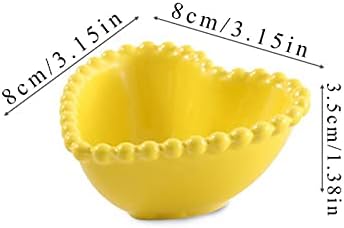 Appetizer Bowls Ceramic Heart Shape Sauce Dish Sushi Kitchen Dipping Bowl Appetizer Plates Porcelain Serving Dish Seasoning Dishes Set of 4 (3.15inch) Salad Bowls