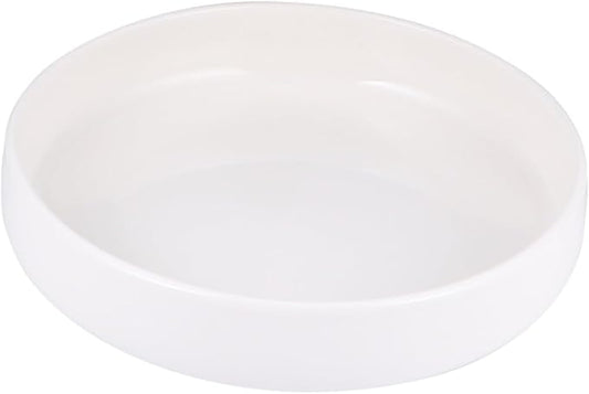 Healifty Ceramic Food Plate Convenient Multi Function Dish for Western Cuisine for Appetizers Desserts and Steaks Elegant Tableware for Home Restaurants and Parties Bright White Design