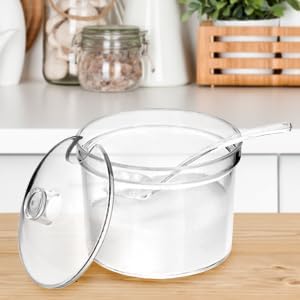 QWORK 4-Piece Clear Acrylic Sugar Bowl Set with Spoon and Airtight Lid, 210ml Condiment Keeper Sugar Jar for Sugar, Salt, Tea, and Spices