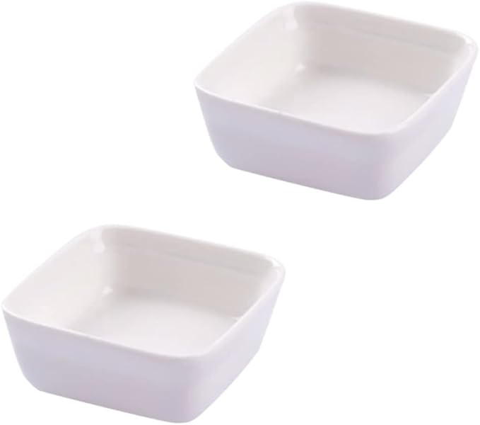 2PCS Square White Ceramic Dipping Dishes Condiment Sauce Plates for Appetizers and Desserts Porcelain Seasoning Bowls for Kitchen Use