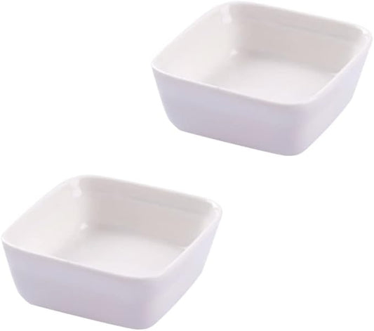 2PCS Square White Ceramic Dipping Dishes Condiment Sauce Plates for Appetizers and Desserts Porcelain Seasoning Bowls for Kitchen Use