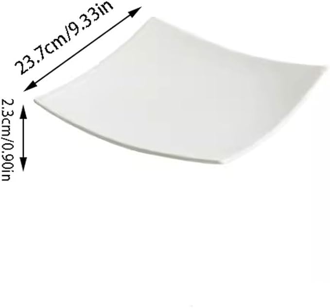 SONGCHAO Party Supplies White Ceramic Square Dinner Plate Home Shallow Plate Restaurant Western Food Plate Appetizer Plate Salad Plate Party Plates (Color : 9.3inch)