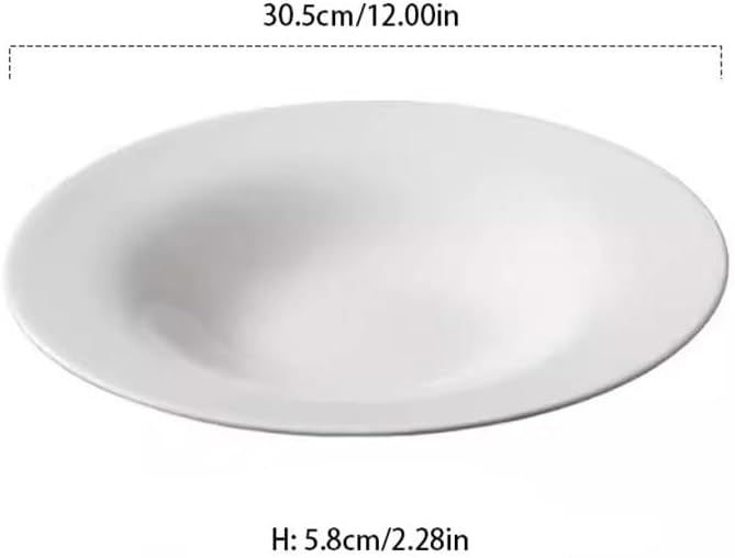 SONGCHAO Party Supplies Simple Tall Soup Plate Hotel Club Cooking Plate Tableware Chinese Dinner Plate Ceramic Deep Soup Plate Party Plates (Size : Medium)