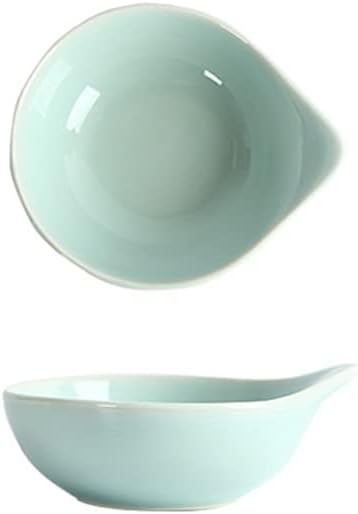 Ceramic cutlery salad bowl Dessert Plates 4.41in Cramic Appetizer Plates Soy Sauce Dishes with Handle Dipping Bowls for Vinegar Ketchup Sushi Appetizer Server Bowl for Wedding small bow